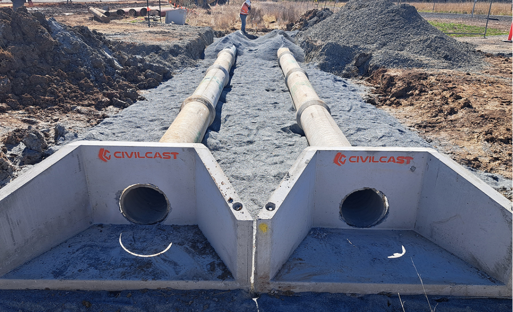 Stormwater pipes being installed on a civil project